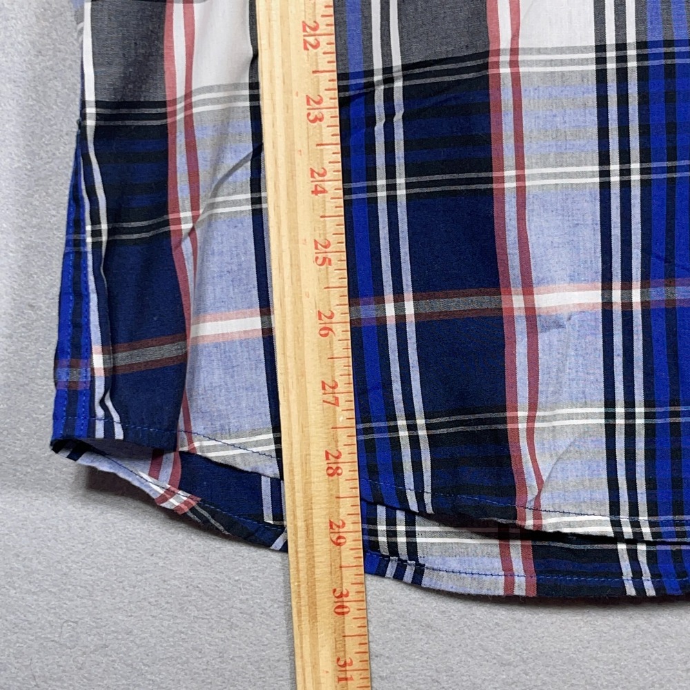 Levis Plaid Button Down Shirt Teen XL Regular Fit Blue White Red Casual Western - Picture 4 of 11